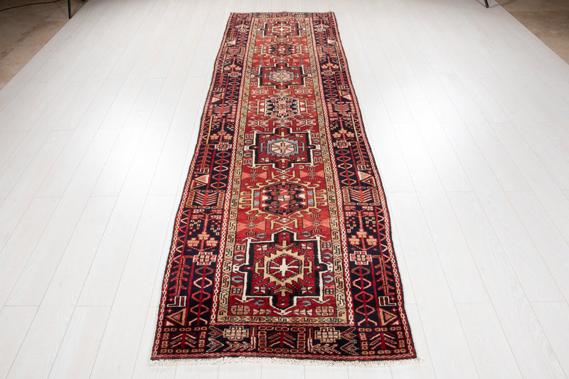 10' 8" x 3' 2" Excellent Hand-Knotted Vintage Tribal Runner Rug - Yasi & Fara 