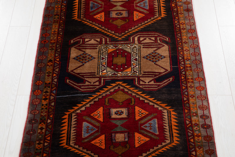 9' 9" x 3' 7" Excellent Hand-Knotted Vintage Tribal Runner Rug - Yasi & Fara 