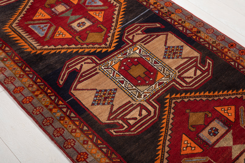 9' 9" x 3' 7" Excellent Hand-Knotted Vintage Tribal Runner Rug - Yasi & Fara 