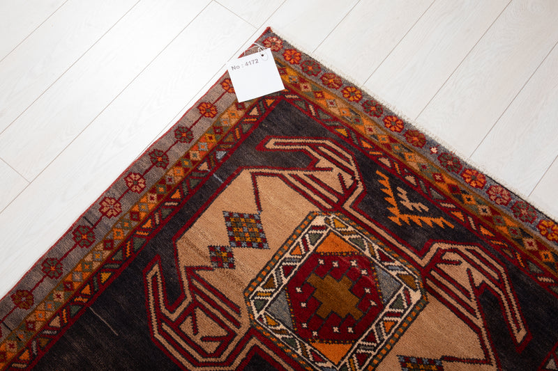 9' 9" x 3' 7" Excellent Hand-Knotted Vintage Tribal Runner Rug - Yasi & Fara 