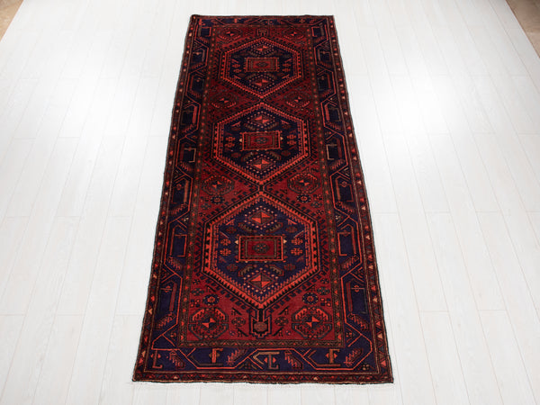 9' 6" x 3' 10" Excellent Hand-Knotted Vintage Tribal Runner Rug - Yasi & Fara 
