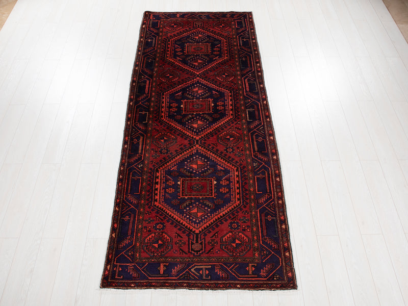 9' 6" x 3' 10" Excellent Hand-Knotted Vintage Tribal Runner Rug - Yasi & Fara 