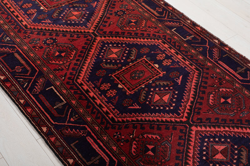 9' 6" x 3' 10" Excellent Hand-Knotted Vintage Tribal Runner Rug - Yasi & Fara 
