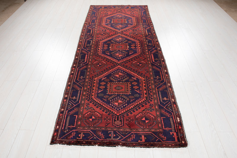 9' 6" x 3' 10" Excellent Hand-Knotted Vintage Tribal Runner Rug - Yasi & Fara 