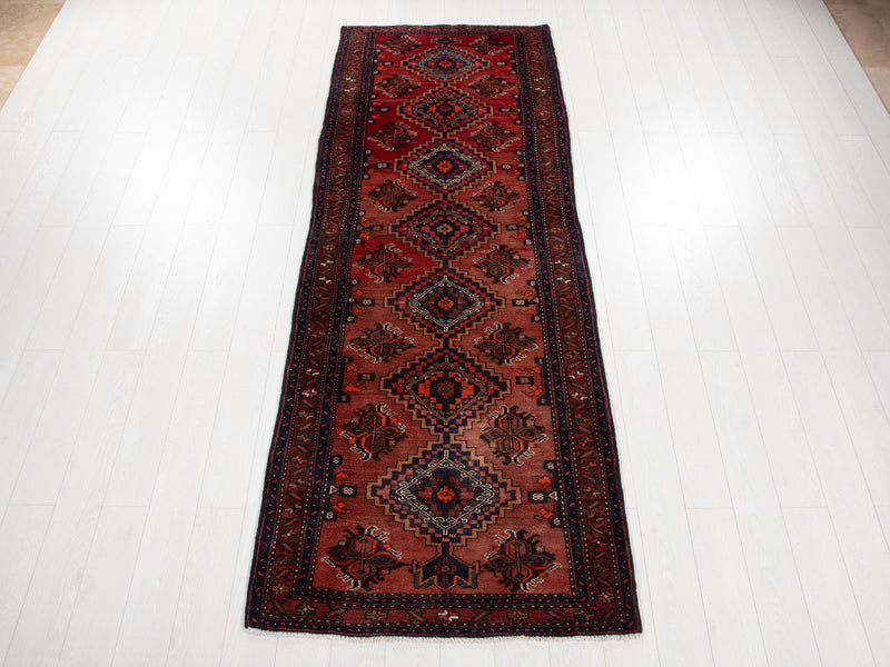 10' x 3' 6" Excellent Hand-Knotted Vintage Tribal Runner Rug - Yasi & Fara 