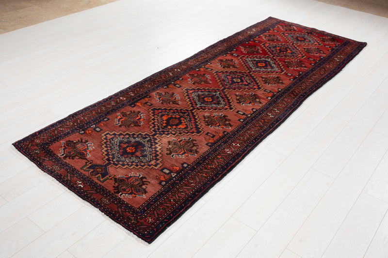 10' x 3' 6" Excellent Hand-Knotted Vintage Tribal Runner Rug - Yasi & Fara 