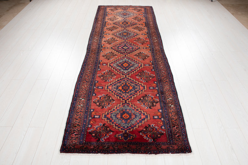 10' x 3' 6" Excellent Hand-Knotted Vintage Tribal Runner Rug - Yasi & Fara 