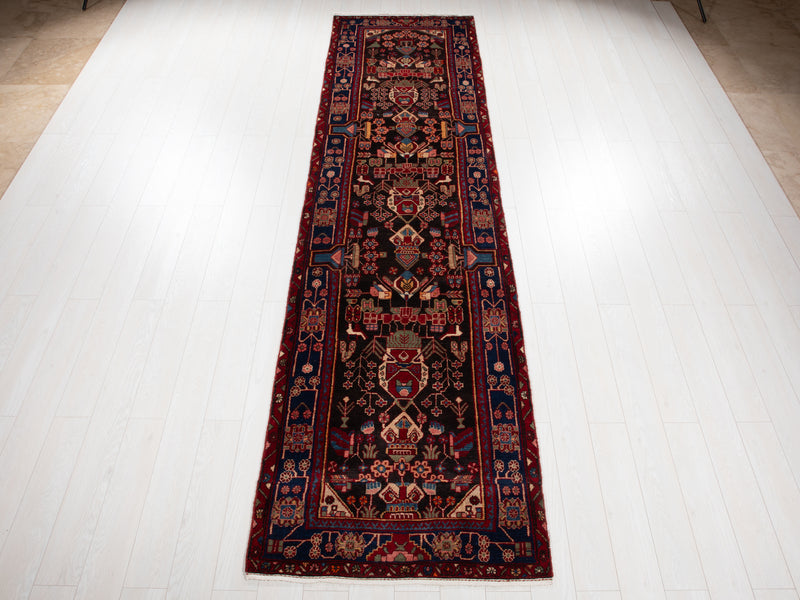 12' 7" x 3' 3" Excellent Hand-Knotted Collectible Tribal Runner Rug - Yasi & Fara 