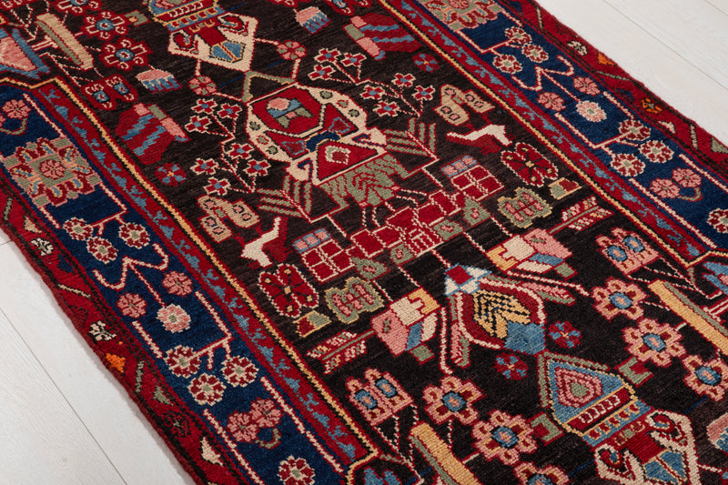 12' 7" x 3' 3" Excellent Hand-Knotted Collectible Tribal Runner Rug - Yasi & Fara 