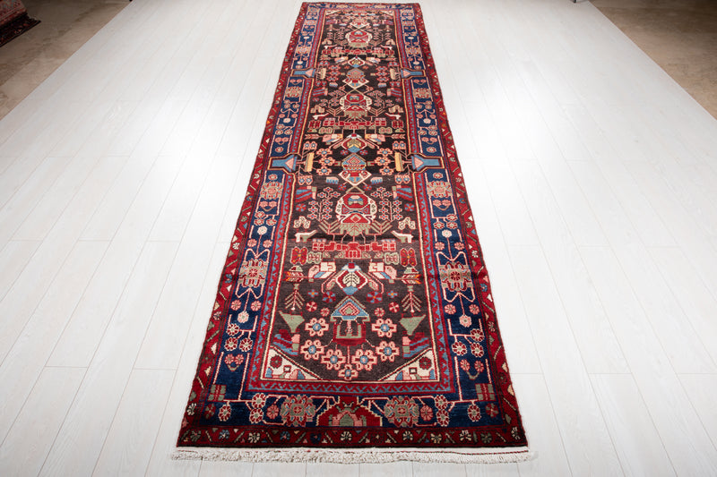 12' 7" x 3' 3" Excellent Hand-Knotted Collectible Tribal Runner Rug - Yasi & Fara 