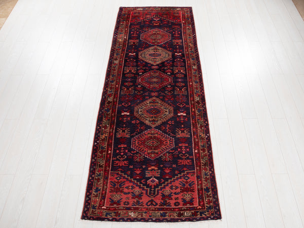 9' 8" x 3' 6" Excellent Hand-Knotted Vintage Tribal Runner Rug - Yasi & Fara 