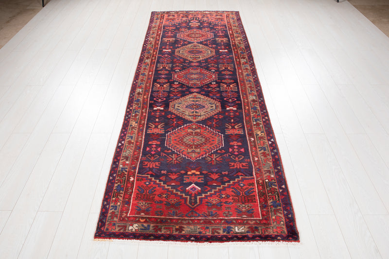 9' 8" x 3' 6" Excellent Hand-Knotted Vintage Tribal Runner Rug - Yasi & Fara 
