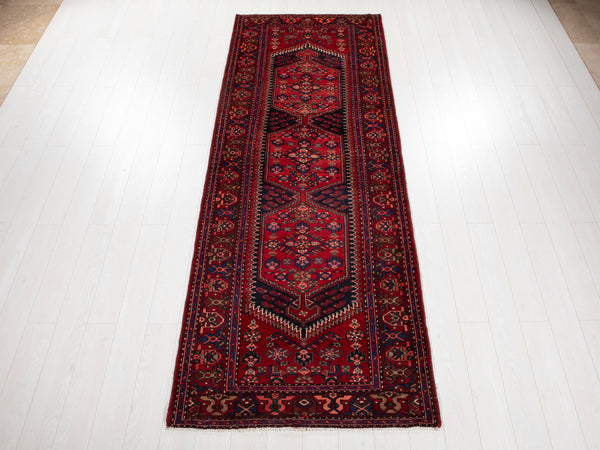 10' 6" x 3' 9" Excellent Hand-Knotted Vintage Tribal Runner Rug - Yasi & Fara 