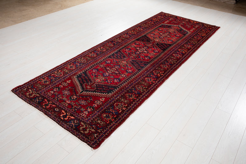 10' 6" x 3' 9" Excellent Hand-Knotted Vintage Tribal Runner Rug - Yasi & Fara 