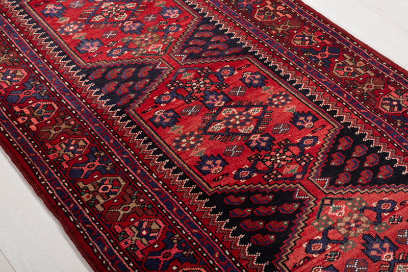 10' 6" x 3' 9" Excellent Hand-Knotted Vintage Tribal Runner Rug - Yasi & Fara 