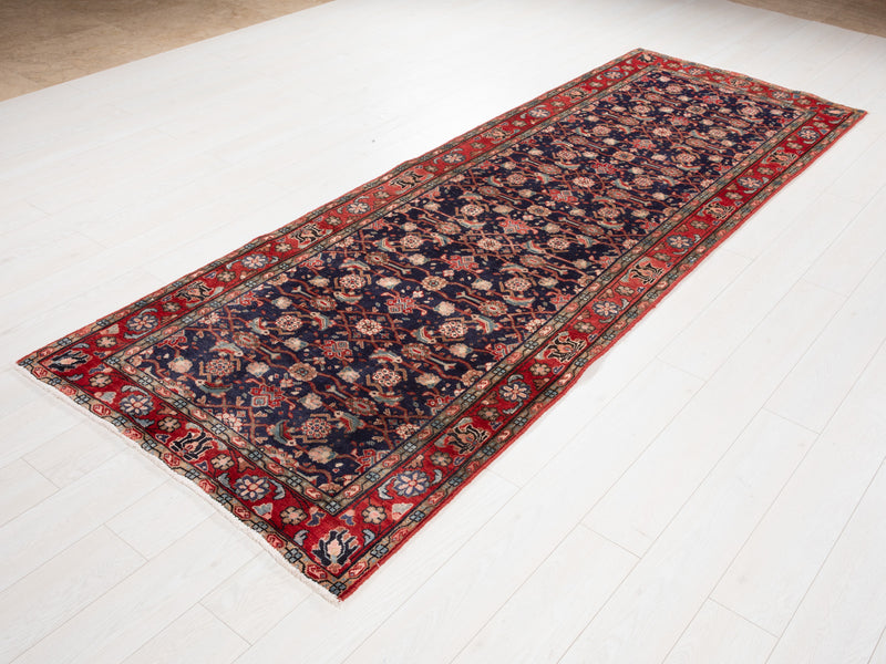 10' x 3' 6" Excellent Hand-Knotted Vintage Tribal Runner Rug - Yasi & Fara 