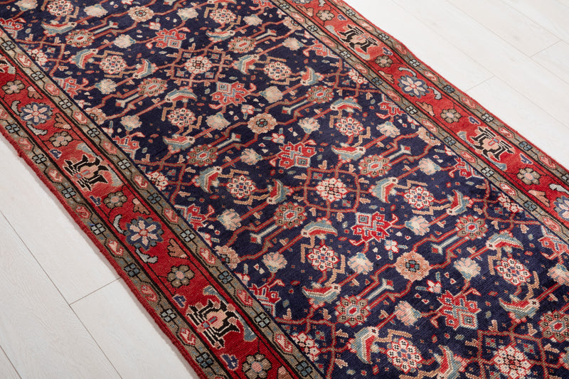 10' x 3' 6" Excellent Hand-Knotted Vintage Tribal Runner Rug - Yasi & Fara 