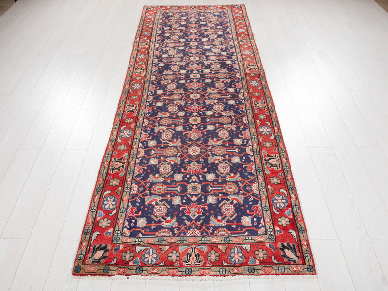 10' x 3' 6" Excellent Hand-Knotted Vintage Tribal Runner Rug - Yasi & Fara 