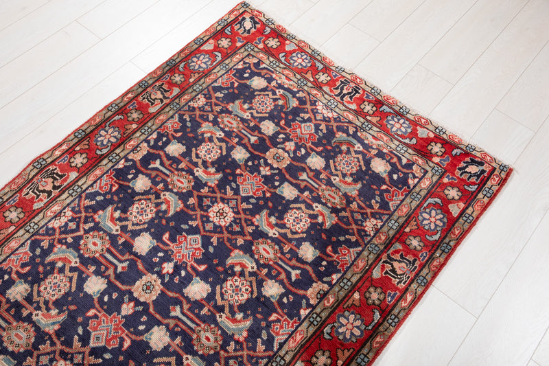 10' x 3' 6" Excellent Hand-Knotted Vintage Tribal Runner Rug - Yasi & Fara 