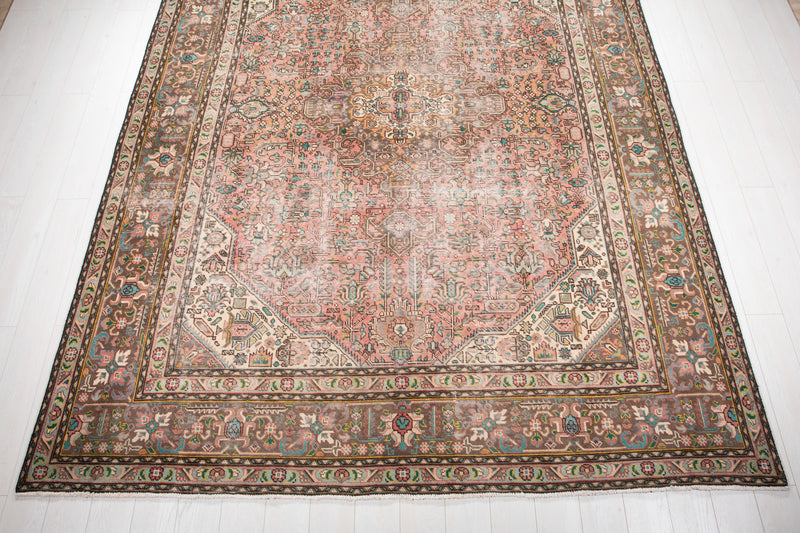 11' 2" x 8' 3" (340cm x 252cm) Excellent Hand-Knotted Antique Faded Area Rug - Yasi & Fara 