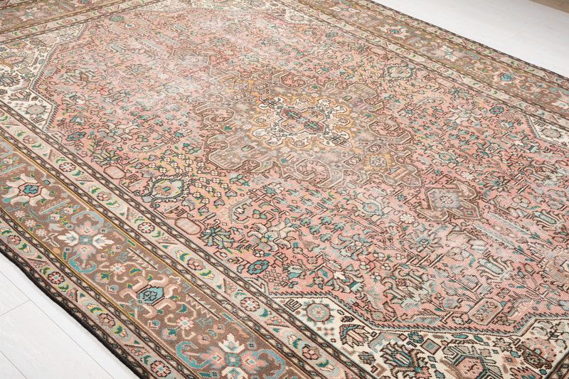 11' 2" x 8' 3" (340cm x 252cm) Excellent Hand-Knotted Antique Faded Area Rug - Yasi & Fara 