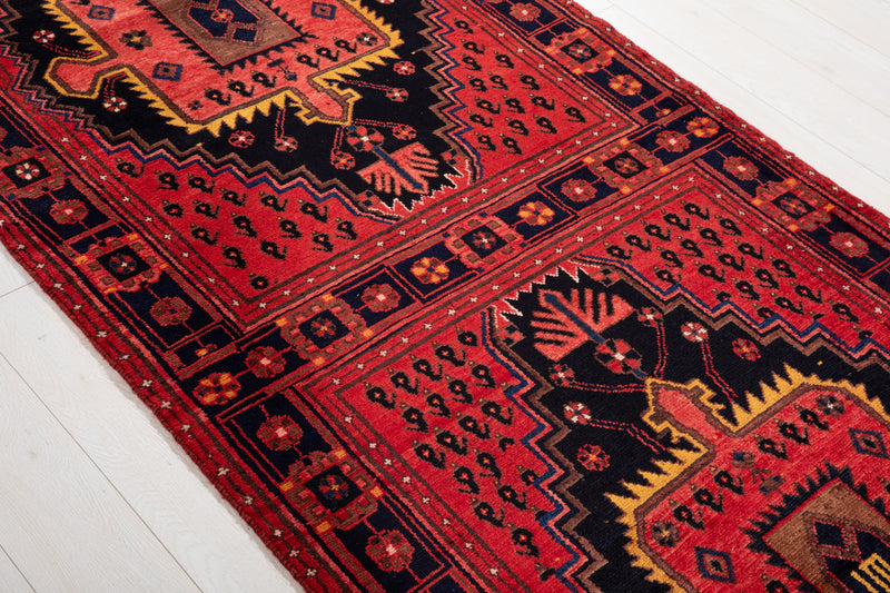 9' 9" x 3' 9" Excellent Hand-Knotted Vintage Collectible Tribal Runner Rug - Yasi & Fara 