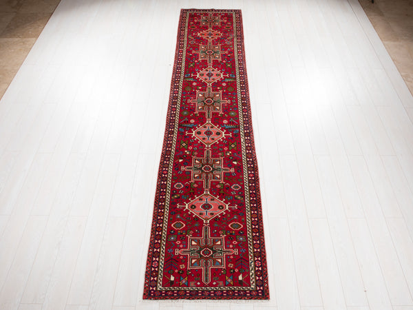 11' 9" x 2' 6" Excellent Hand-Knotted Vintage Narrow Tribal Runner Rug - Yasi & Fara 