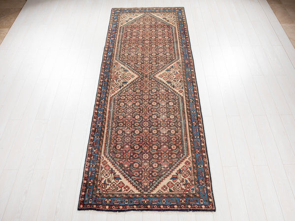 10' 7" x 3' 10" Excellent Hand-Knotted Antique Runner Rug