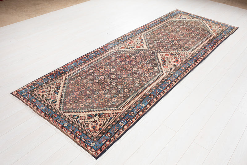 10' 5" x 3' 9" Excellent Hand-Knotted Antique Collectible Runner Rug - Yasi & Fara 