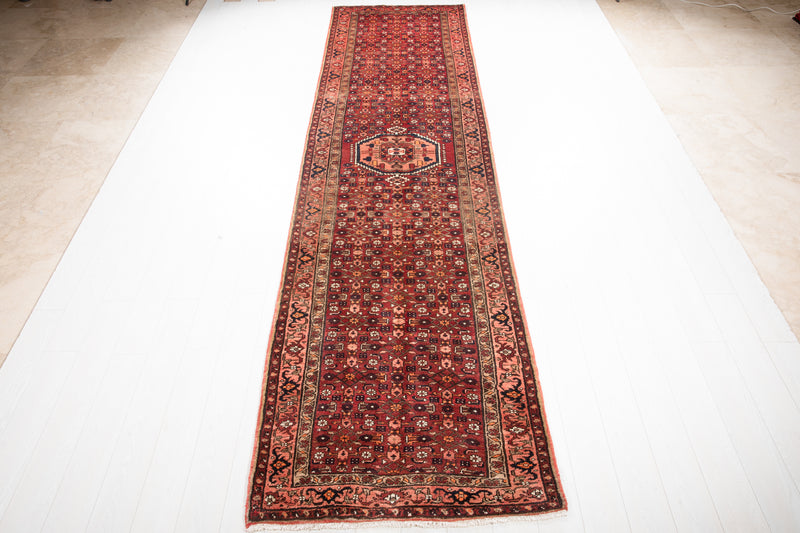 13' 7" x 3' 6" Excellent Hand-Knotted Vintage Tribal Runner Rug - Yasi & Fara 