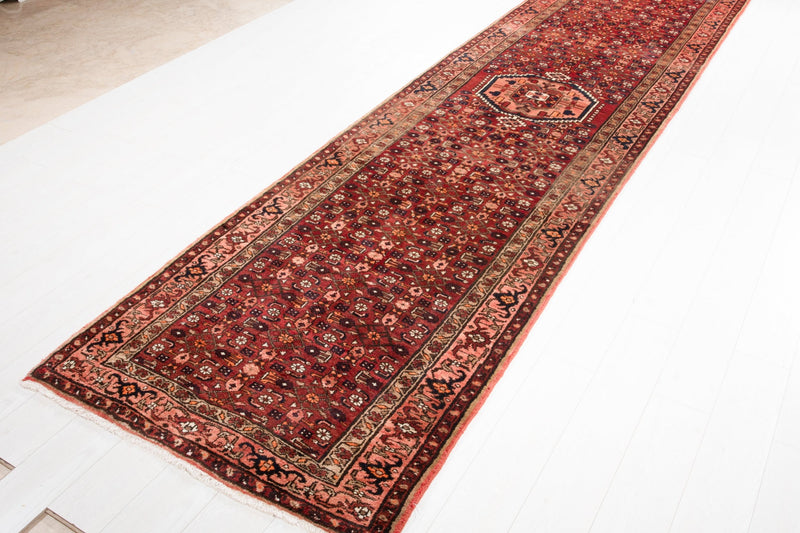 13' 7" x 3' 6" Excellent Hand-Knotted Vintage Tribal Runner Rug - Yasi & Fara 
