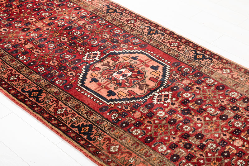 13' 7" x 3' 6" Excellent Hand-Knotted Vintage Tribal Runner Rug - Yasi & Fara 