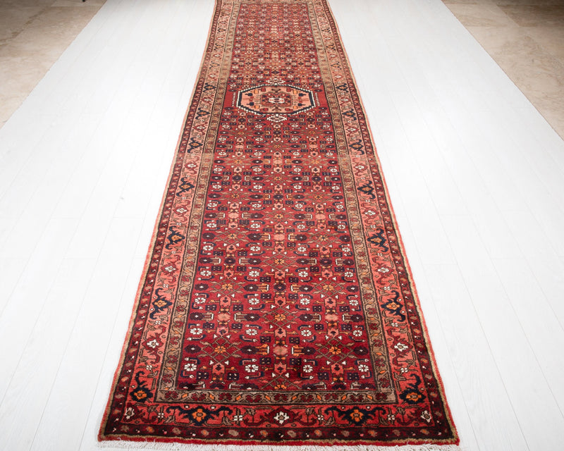 13' 7" x 3' 6" Excellent Hand-Knotted Vintage Tribal Runner Rug - Yasi & Fara 