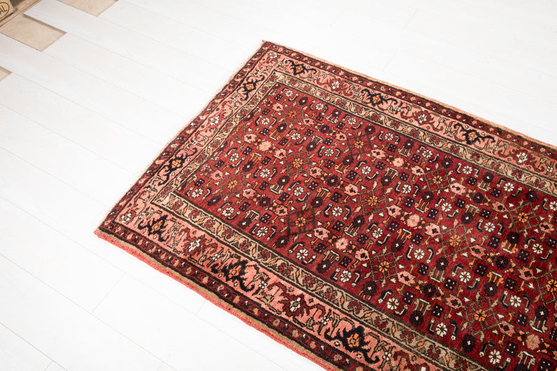 13' 7" x 3' 6" Excellent Hand-Knotted Vintage Tribal Runner Rug - Yasi & Fara 