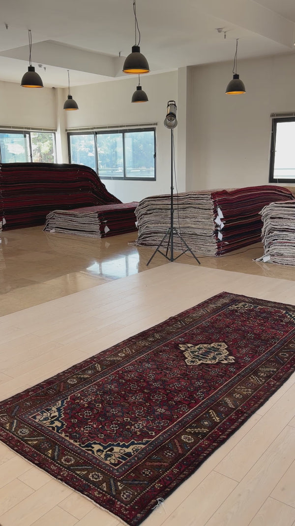 10' 6" x 4' 4" Excellent Hand-Knotted Vintage Tribal Runner Rug