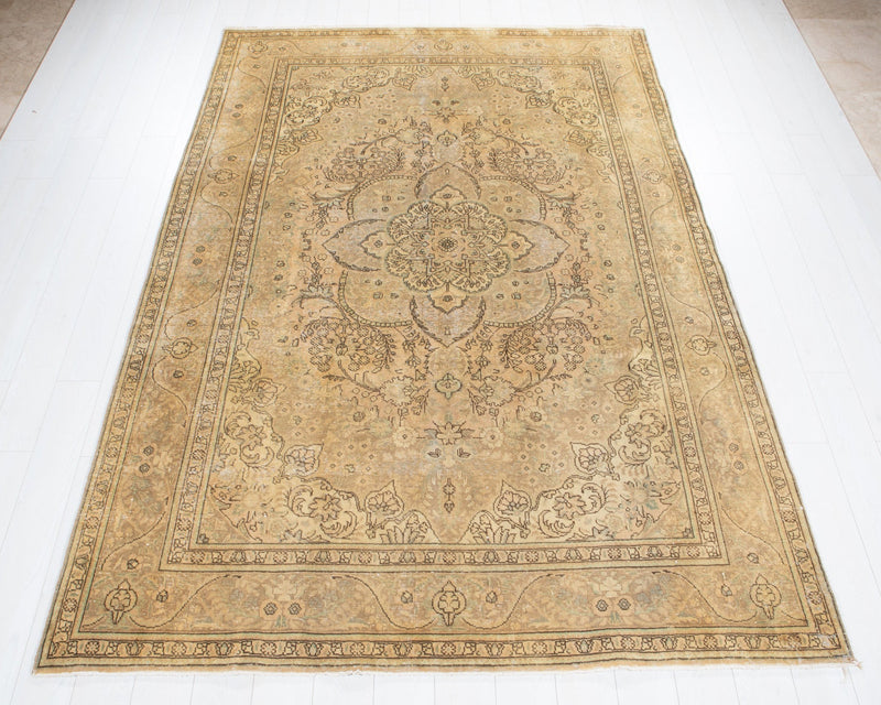 9' 6" x 6' 5" Excellent Hand-Knotted Antique Earth Tone Area Rug - Yasi & Fara 