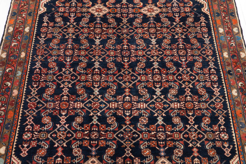 7' 4" x 5' 4" Excellent Hand-Knotted Antique Collectible Navy Blue Tribal Rug - Yasi & Fara 