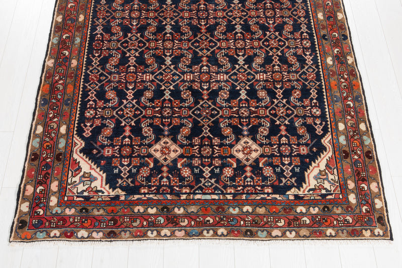 7' 4" x 5' 4" Excellent Hand-Knotted Antique Collectible Navy Blue Tribal Rug - Yasi & Fara 