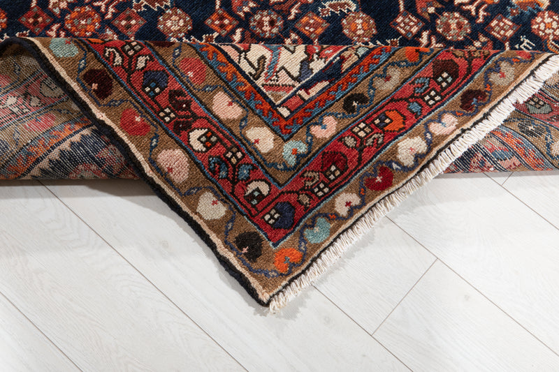 7' 4" x 5' 4" Excellent Hand-Knotted Antique Collectible Navy Blue Tribal Rug - Yasi & Fara 