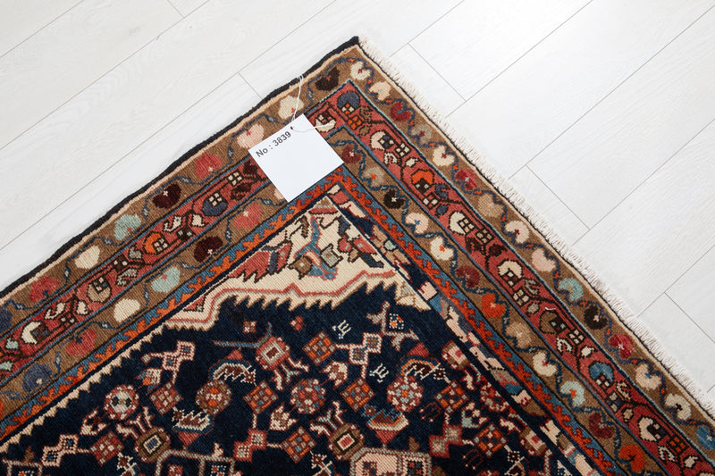 7' 4" x 5' 4" Excellent Hand-Knotted Antique Collectible Navy Blue Tribal Rug - Yasi & Fara 