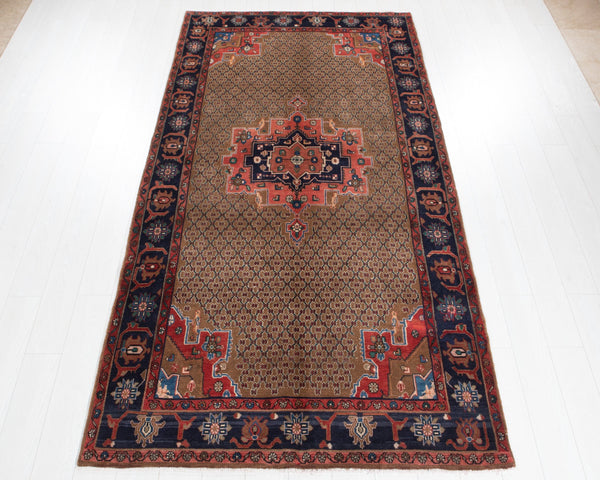 9' 10" x 4' 11" Excellent Hand-Knotted Vintage Brown Soft Tribal Rug - Yasi & Fara 