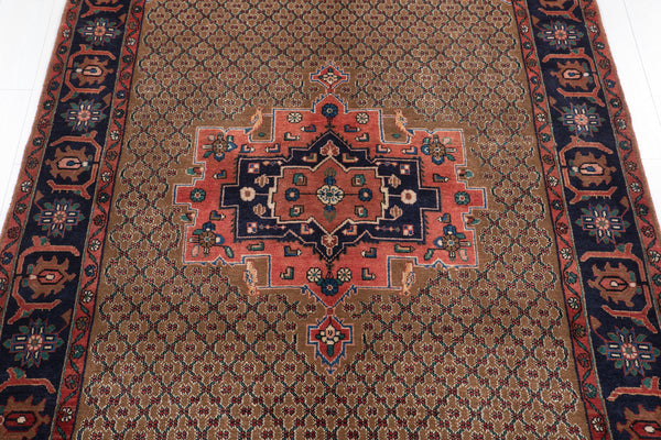 9' 10" x 4' 11" Excellent Hand-Knotted Vintage Brown Soft Tribal Rug - Yasi & Fara 