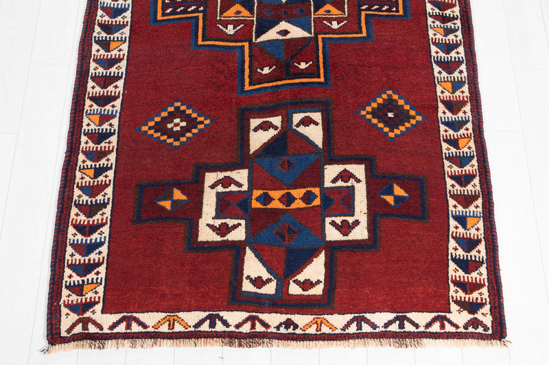 14' 1" x 4' 9" Excellent Hand-Knotted Vintage Red Soft Wide Tribal Runner Rug - Yasi & Fara 