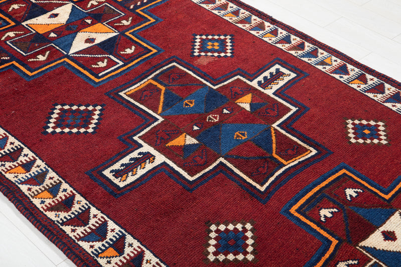 14' 1" x 4' 9" Excellent Hand-Knotted Vintage Red Soft Wide Tribal Runner Rug - Yasi & Fara 