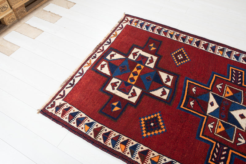 14' 1" x 4' 9" Excellent Hand-Knotted Vintage Red Soft Wide Tribal Runner Rug - Yasi & Fara 
