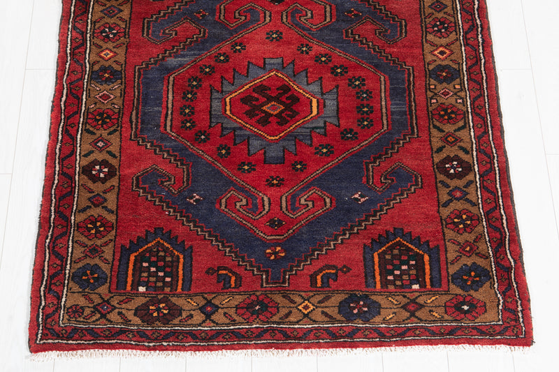 9' 11" x 3' 9" Excellent Hand-Knotted Vintage Soft Red Tribal Runner Rug - Yasi & Fara 