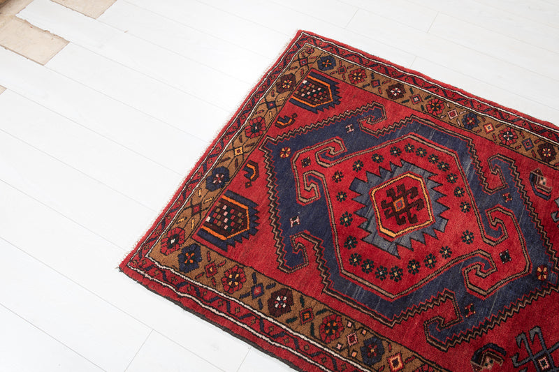 9' 11" x 3' 9" Excellent Hand-Knotted Vintage Soft Red Tribal Runner Rug - Yasi & Fara 