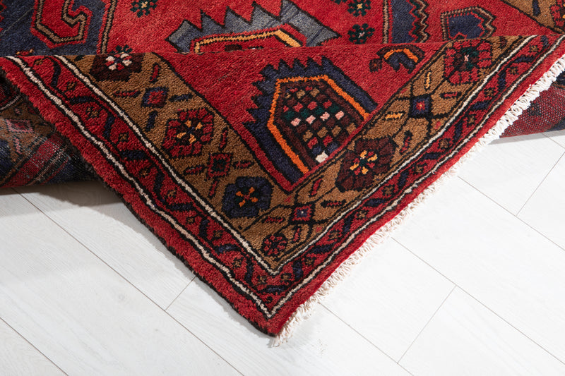 9' 11" x 3' 9" Excellent Hand-Knotted Vintage Soft Red Tribal Runner Rug - Yasi & Fara 