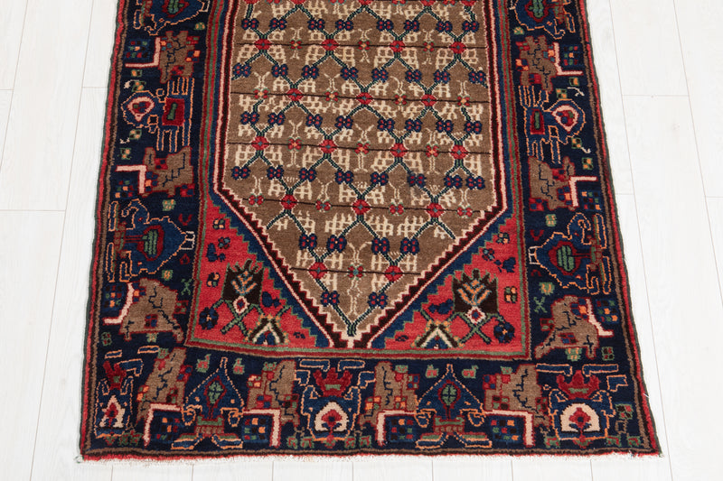 9' 4" x 3' 6" Excellent Hand-Knotted Antique Brown Tribal Runner Rug - Yasi & Fara 