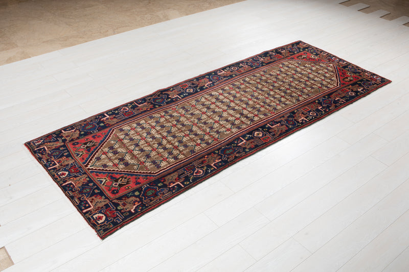 9' 4" x 3' 6" Excellent Hand-Knotted Antique Brown Tribal Runner Rug - Yasi & Fara 